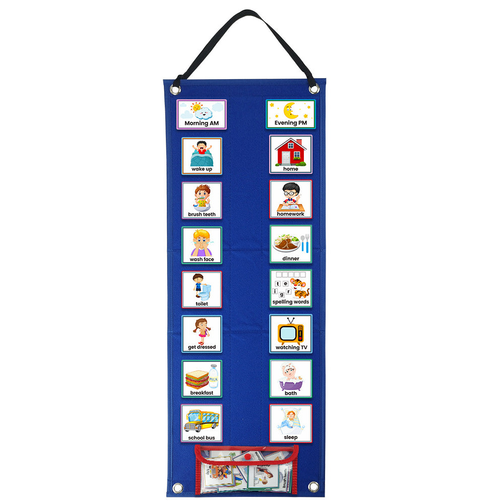 2 in 1 Routine Chart Kid Visual Schedule Calendar Chart Kids Visual Behavioral Tool