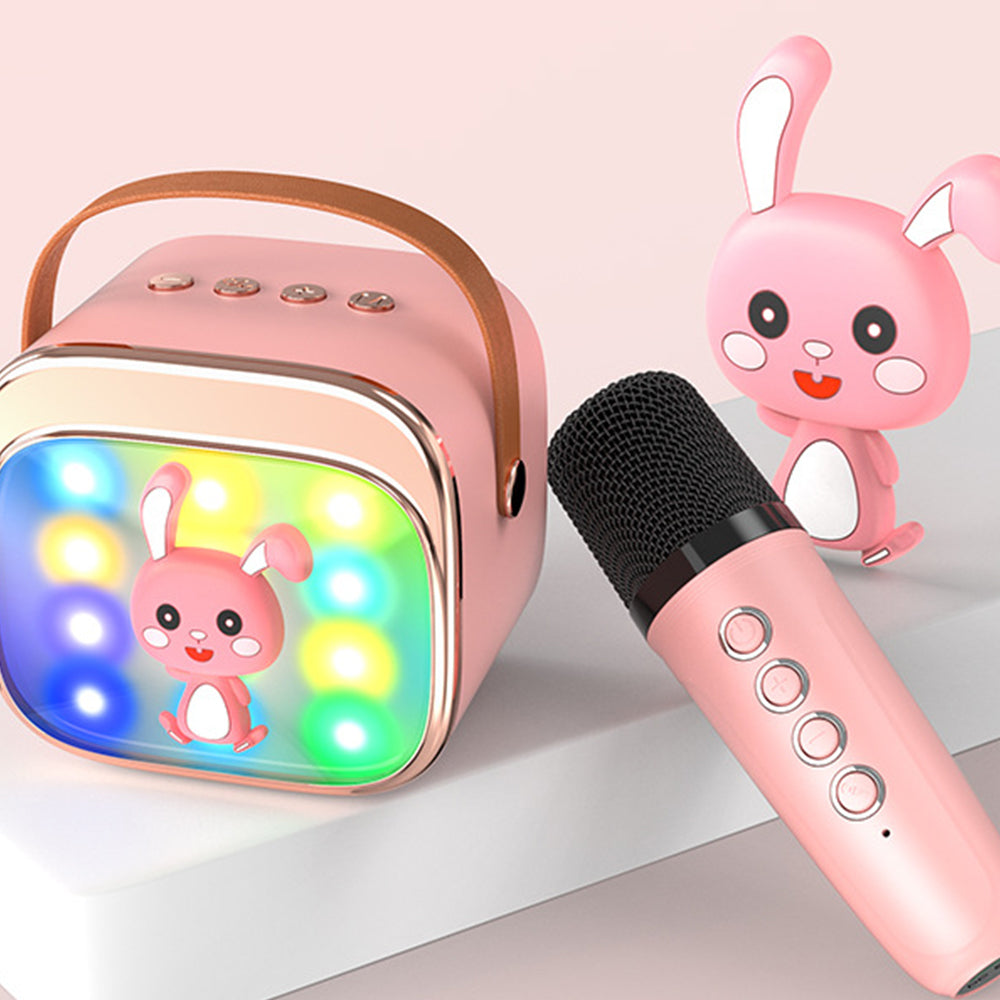 Wireless Bluetooth Karaoke Speaker with Dual Microphones Portable LED Light Music Player