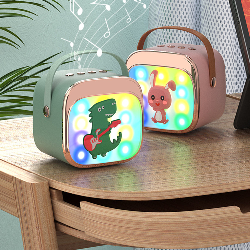 Wireless Bluetooth Karaoke Speaker with Dual Microphones Portable LED Light Music Player