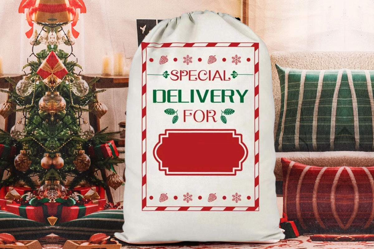 2Pcs Christmas Gift Canvas Bags Santa Sacks Drawstring Christmas