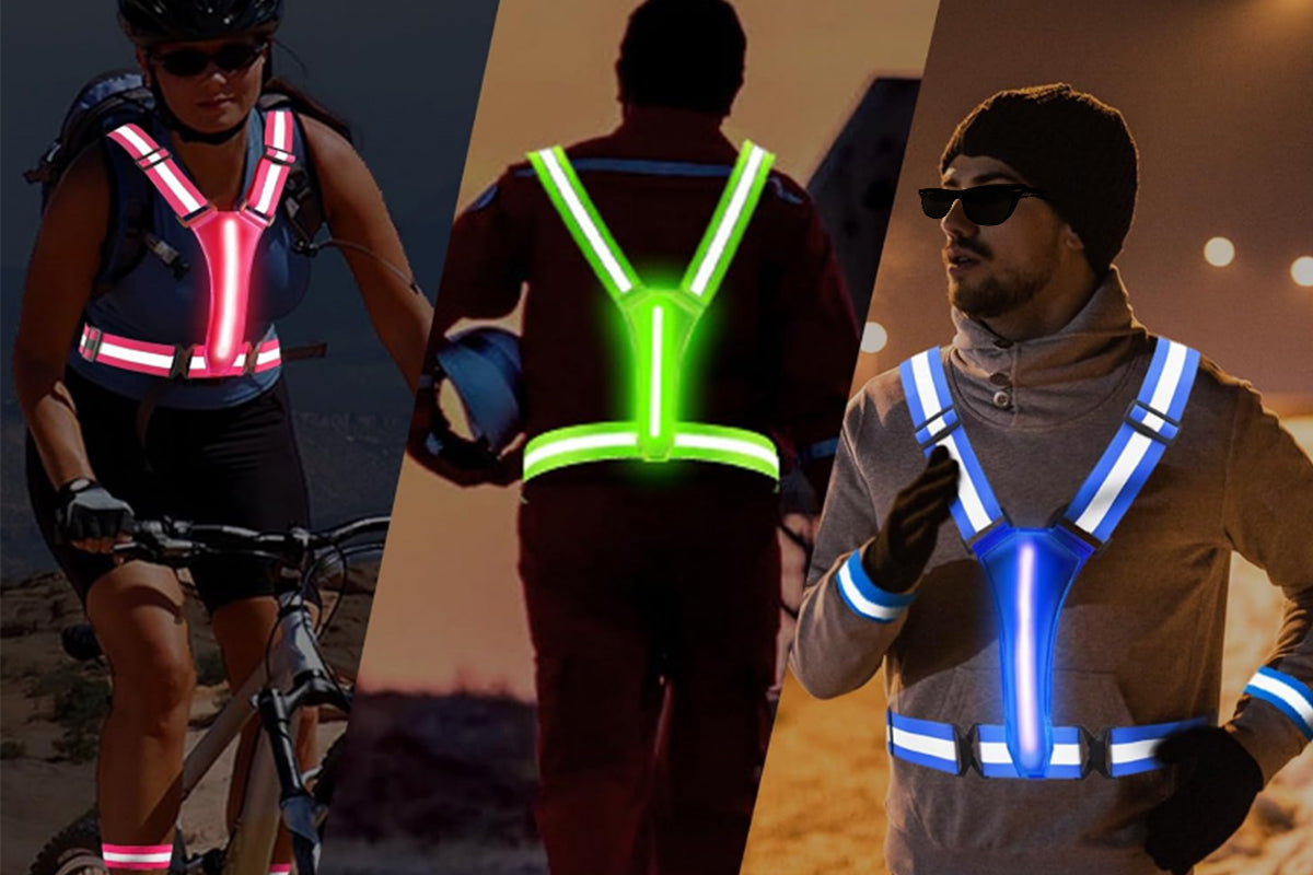 2PCS LED Reflective Vest for Night Running Cycling – High Visibility Safety Vest