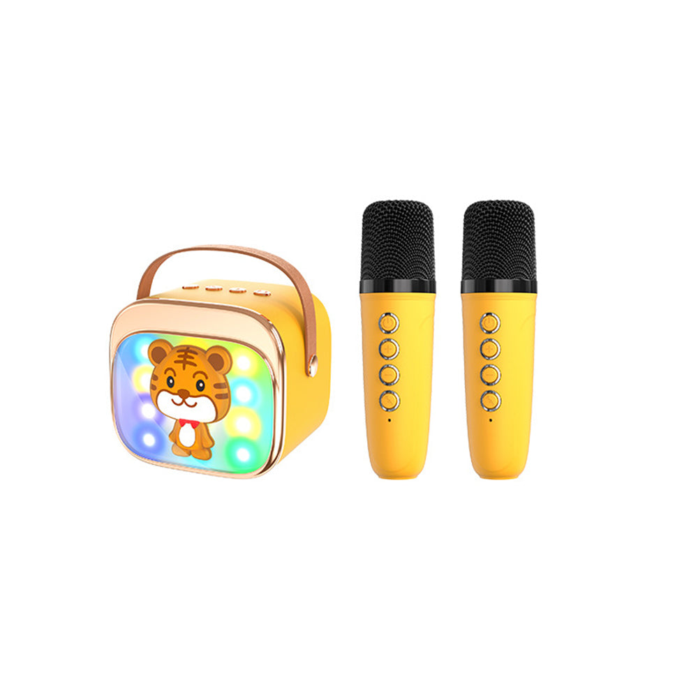 Wireless Bluetooth Karaoke Speaker with Dual Microphones Portable LED Light Music Player