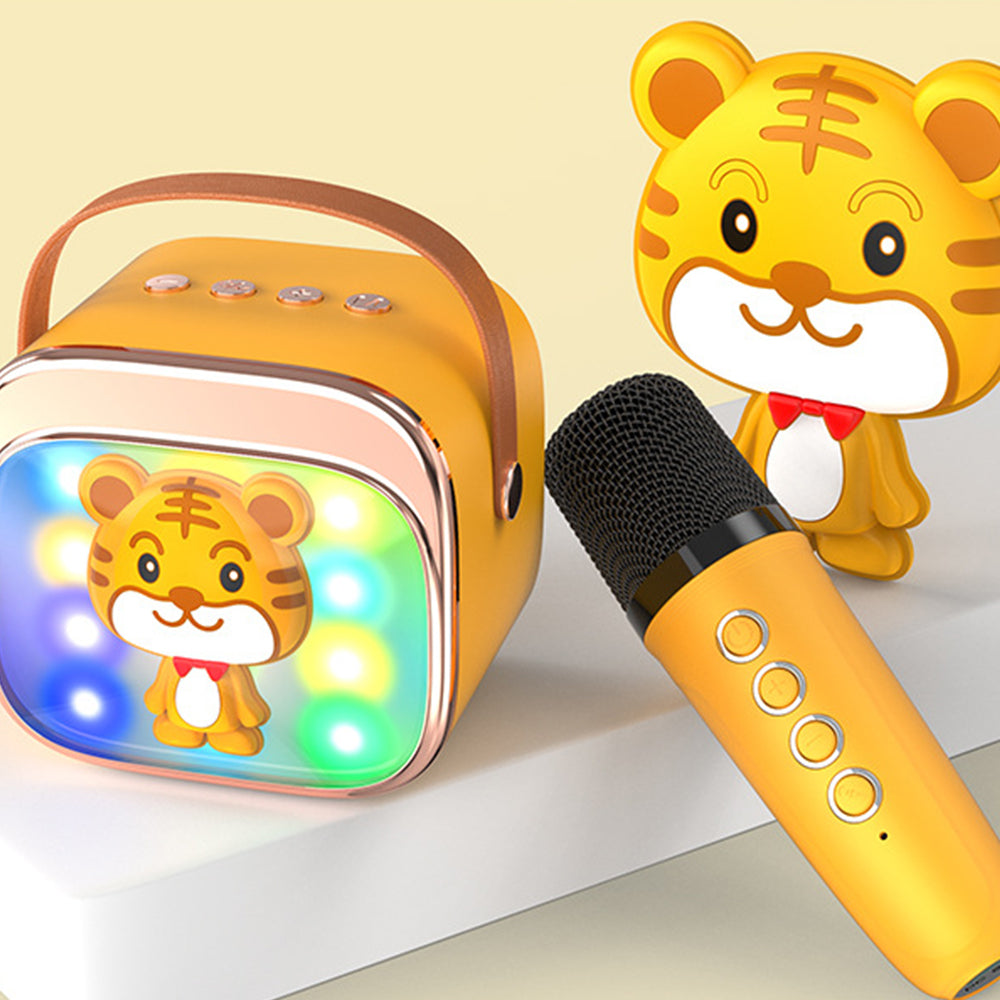 Wireless Bluetooth Karaoke Speaker with Dual Microphones Portable LED Light Music Player
