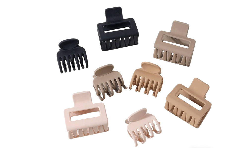 8 Piece Non-Slip Hair Claw Clips Set with Rectangular Design