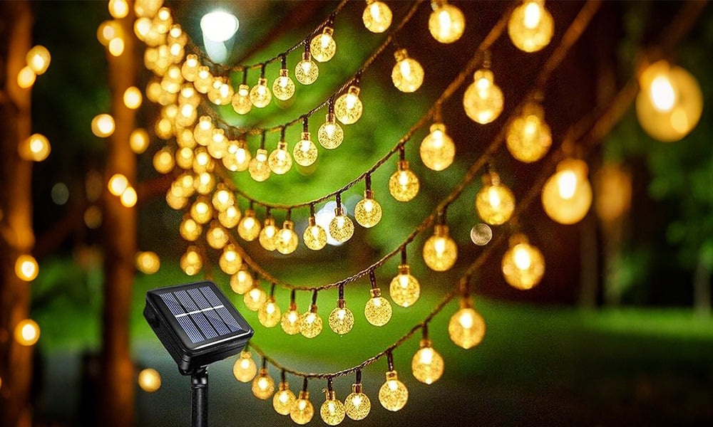 Up to 200-Bulb Solar-Powered Ball String Lights Outdoor Decorative Lighting