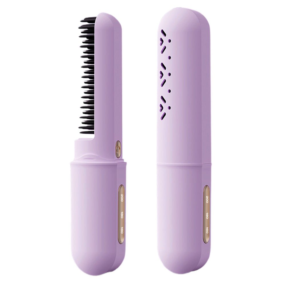 Cordless Hair Straightener Brush Rechargeable Fast Heating Comb for Travel Outdoors