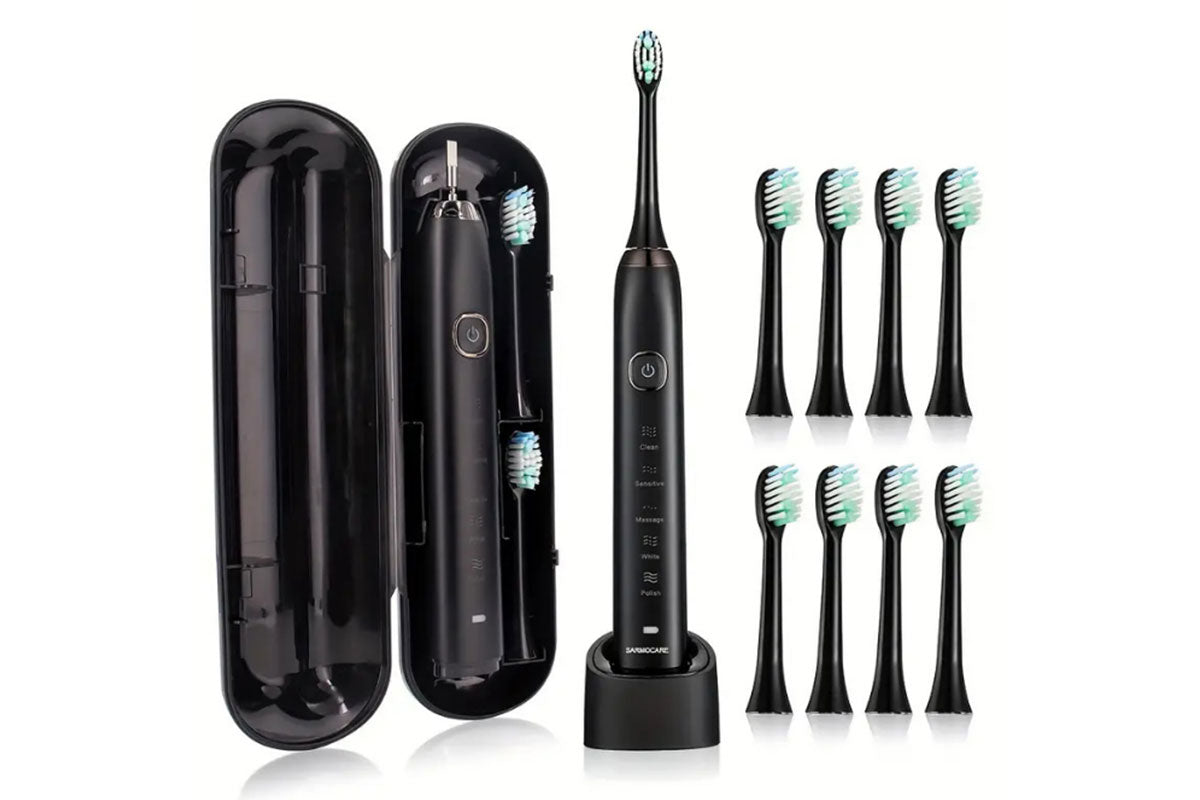5-Mode Sonic Electric Toothbrush with 8 Brush Heads Travel Toothbrush with Case