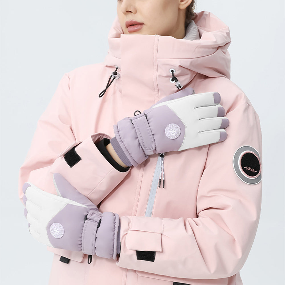 Womens Winter Warm Ski Gloves Touch Screen Snow Gloves Plush Riding Gloves Purple