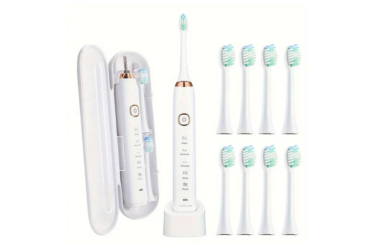 5-Mode Sonic Electric Toothbrush with 8 Brush Heads Travel Toothbrush with Case