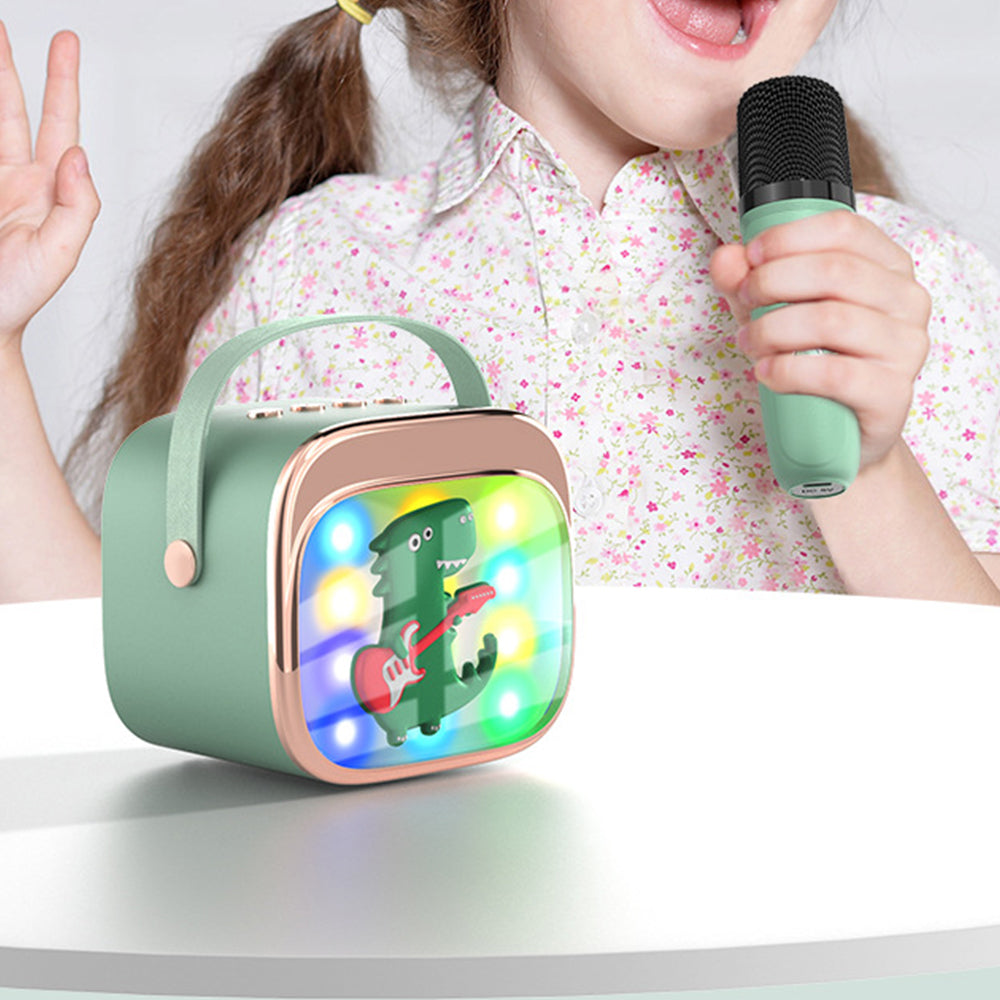 Wireless Bluetooth Karaoke Speaker with Dual Microphones Portable LED Light Music Player