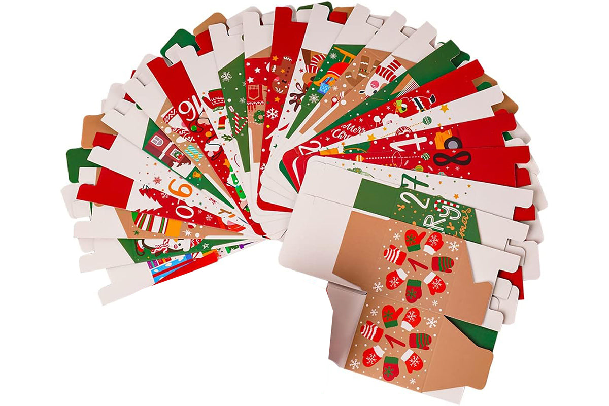24Pcs DIY Christmas Theme Packing Box for Candy Make Your Own Advent Calendar