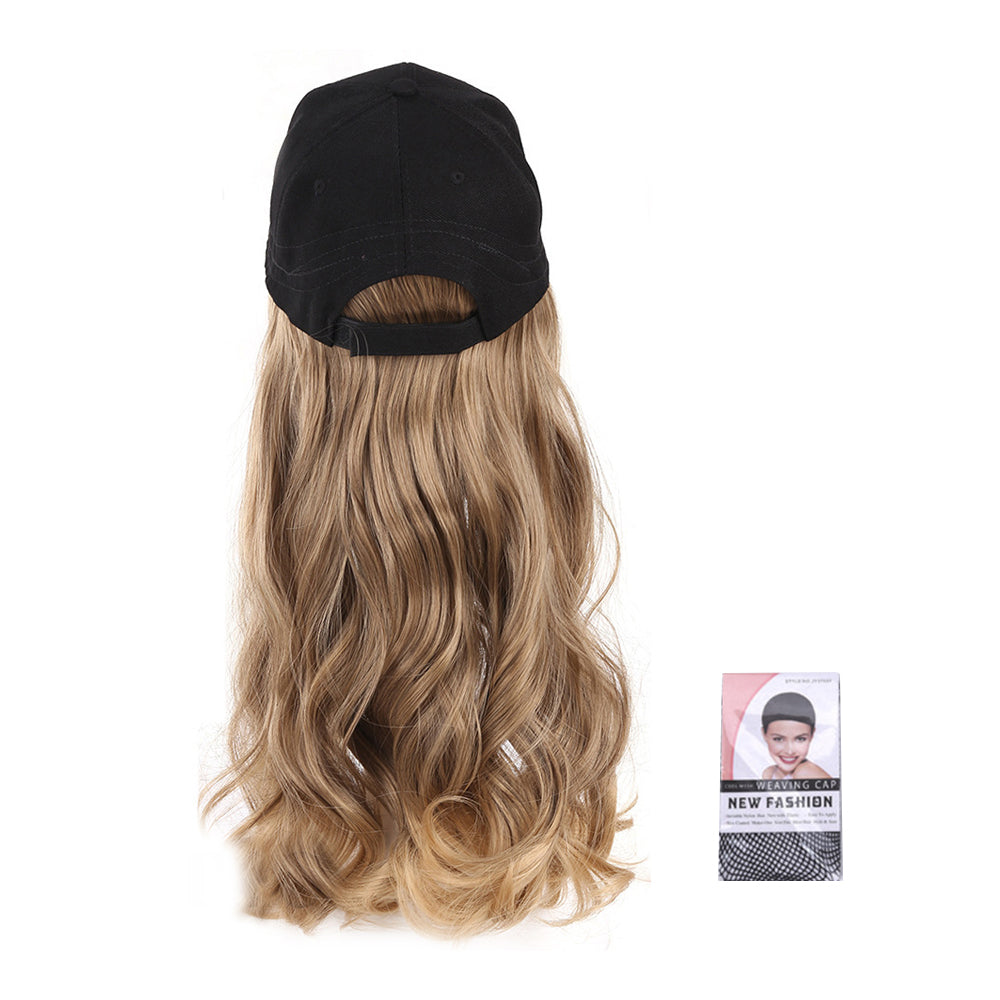Curly Long Wig Baseball Cap Adjustable Sun Visor Hat for Women Girls