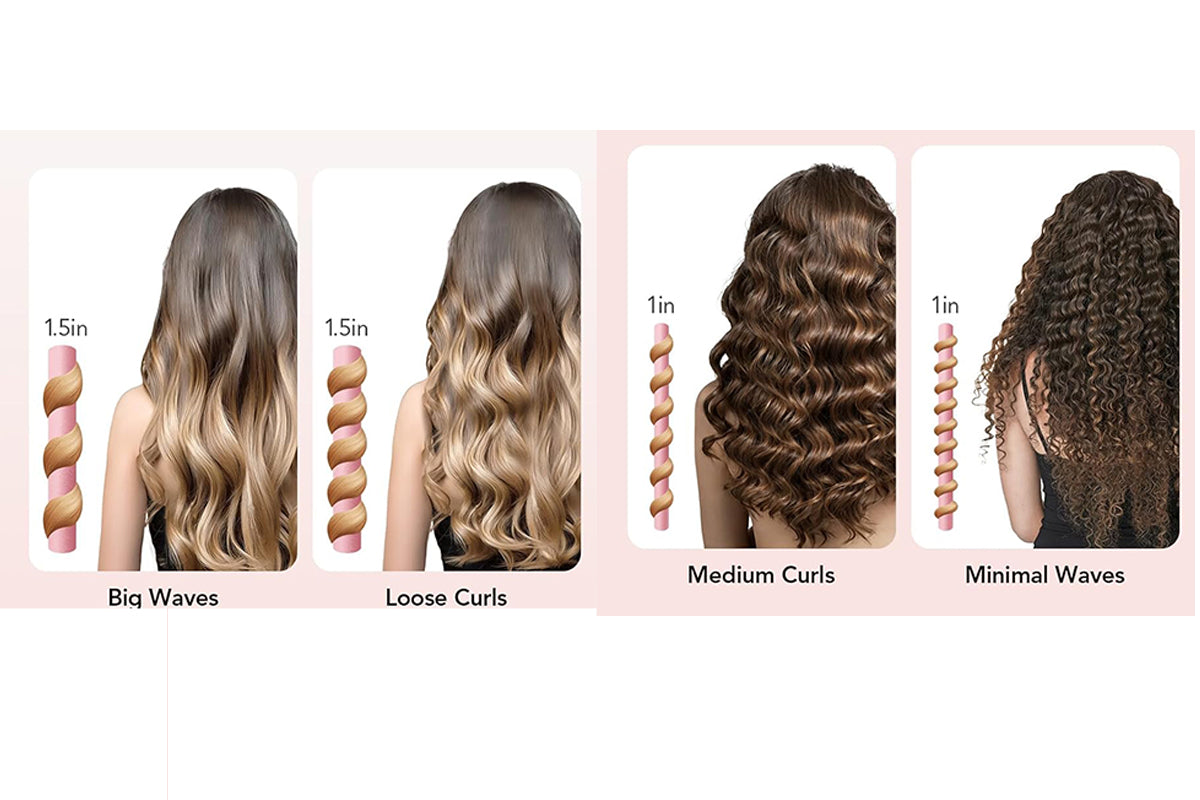 Heatless Curls Overnight 2 Sizes of Soft Hair Rollers with Scrunchies and Clips