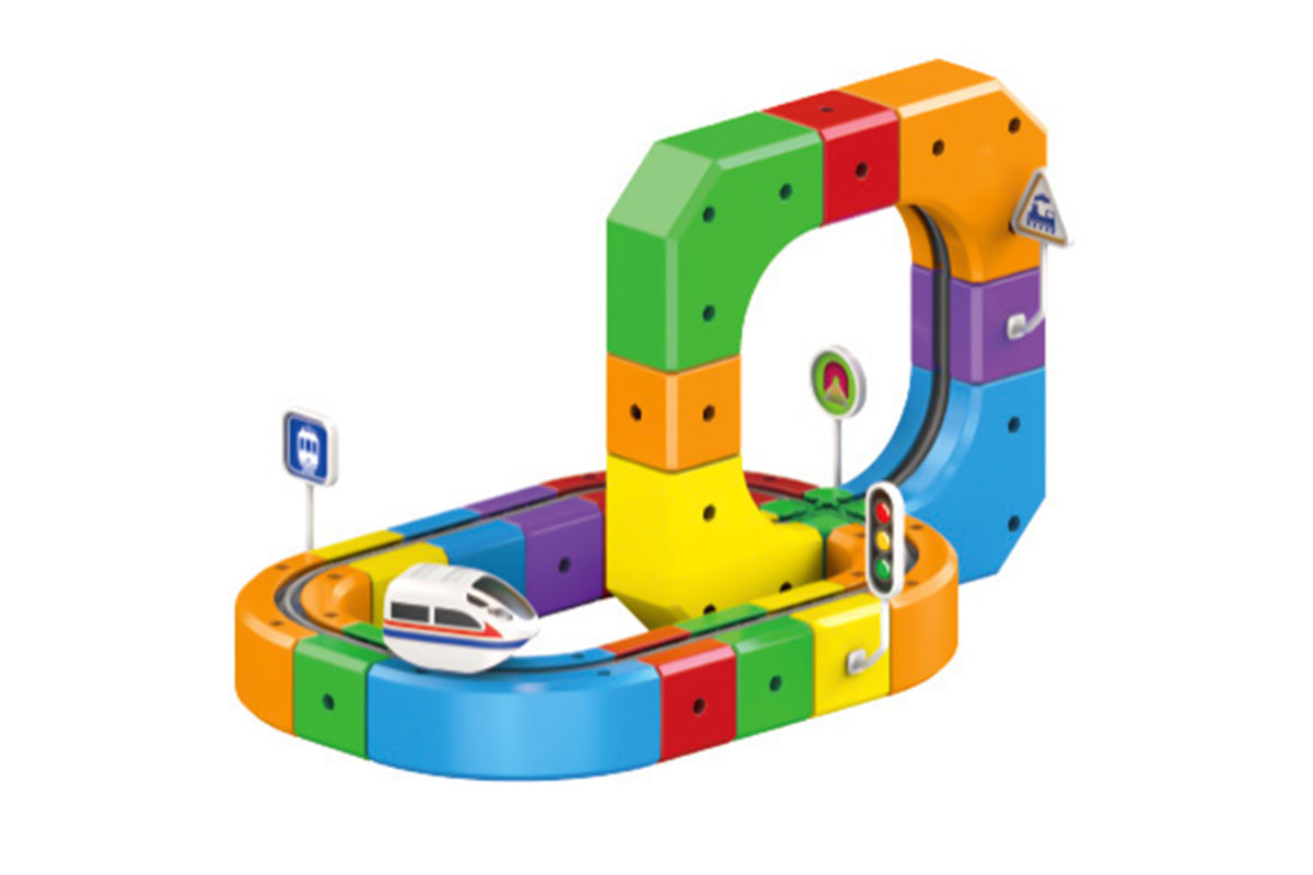 Building Block Electric Train Set with Upside Down Racing