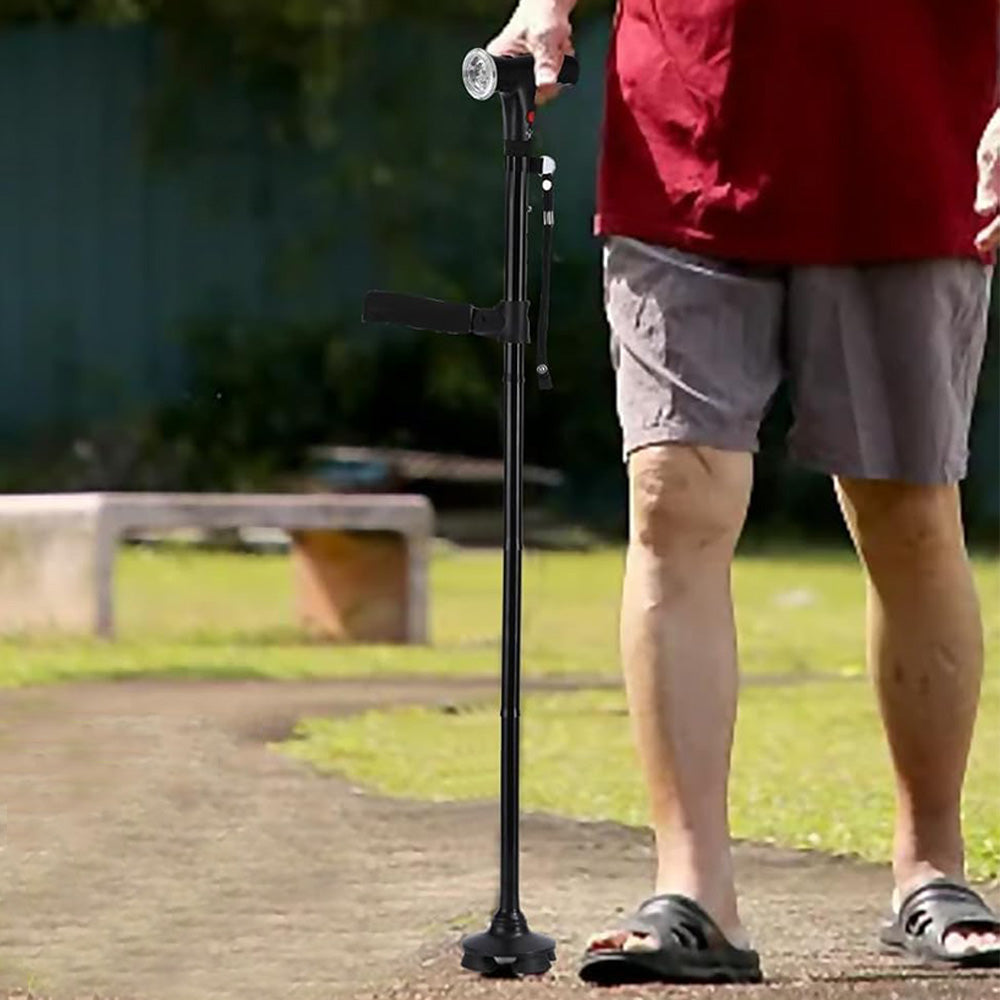 Adjustable Walking Cane with LED Light Alarm for Seniors/Adults