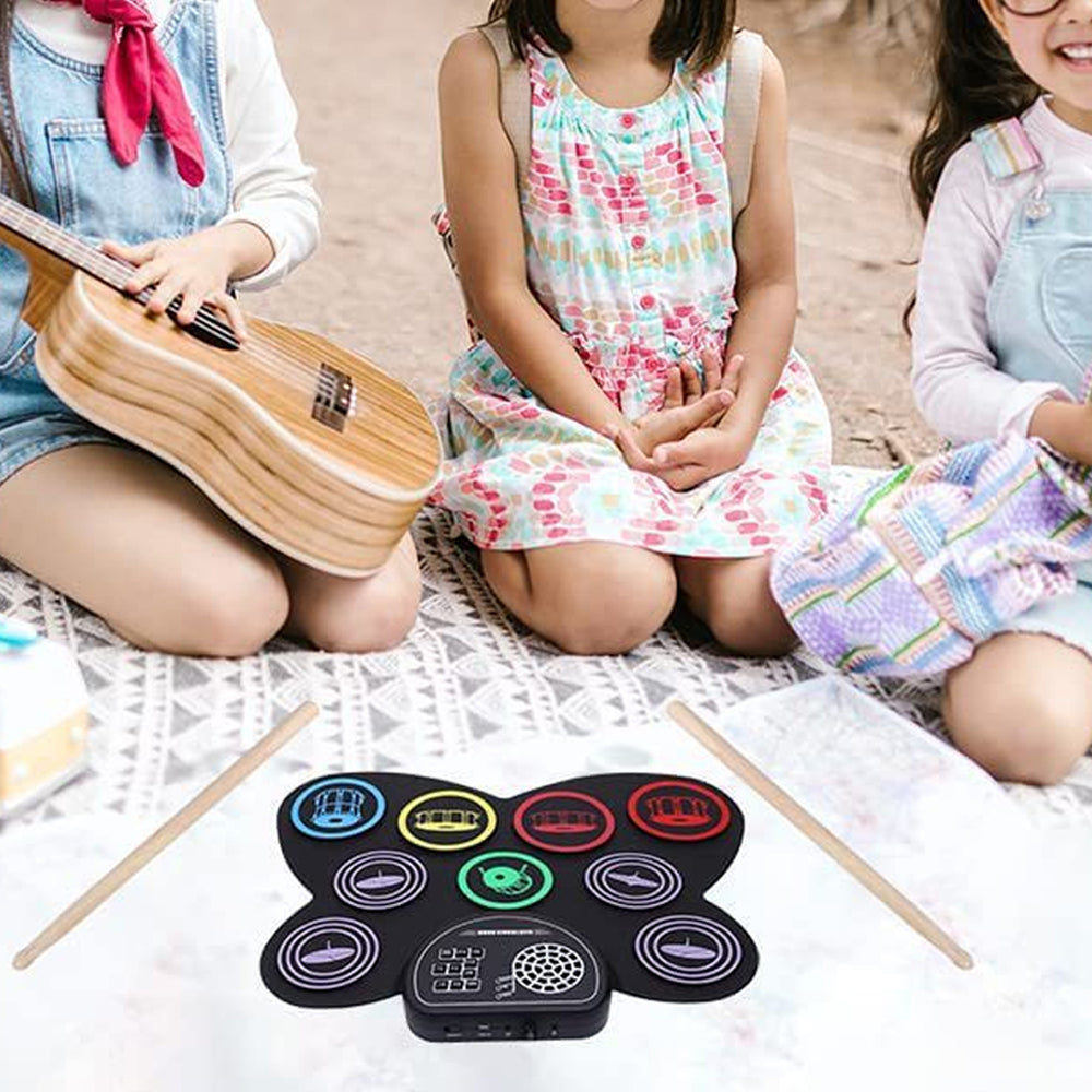 Electronic Drum Set 9-Drum Practice Pad with Headphone Jack