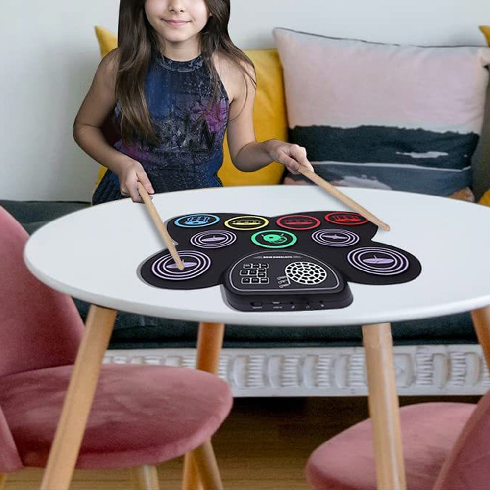 Electronic Drum Set 9-Drum Practice Pad with Headphone Jack