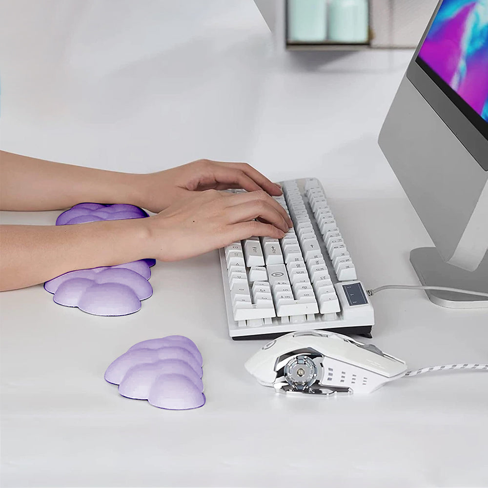 2Pcs Ergonomic Cloud Wrist Rest Keyboard Mouse Wrist Pad Wrist Support - Purple