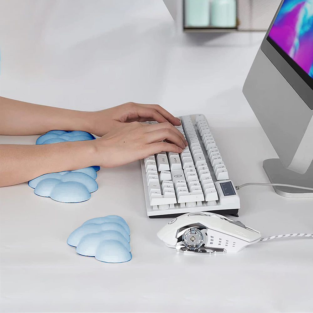 2Pcs Ergonomic Cloud Wrist Rest Keyboard Mouse Wrist Pad Wrist Support - Blue