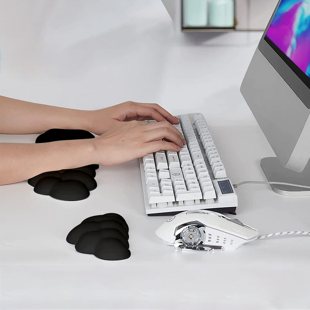 2Pcs Ergonomic Cloud Wrist Rest Keyboard Mouse Wrist Pad Wrist Support - Black