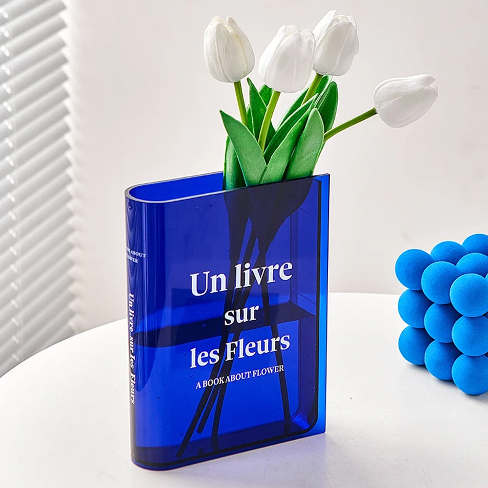 Plastic Clear Book Vase for Flowers Bookshelf Vase Decoration - ST3