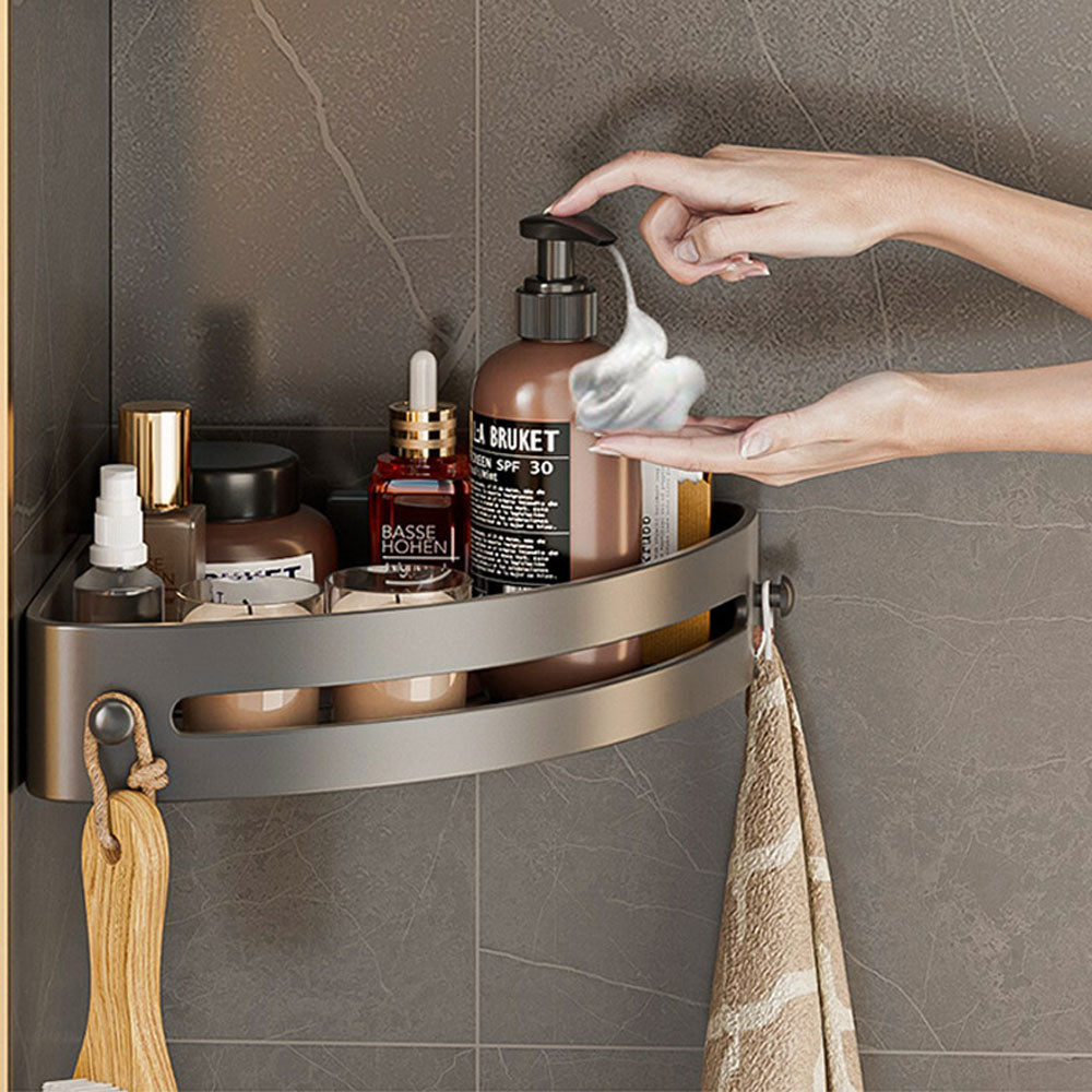 Shower Adhesive Corner Shelf Bathroom Storage Organizer Basket Black
