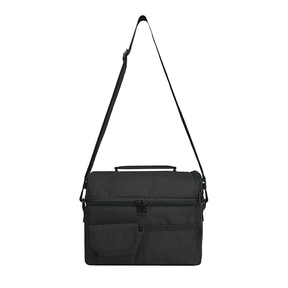 Insulated Lunch Bag Cooler Tote Bag with Shoulder Strap Black