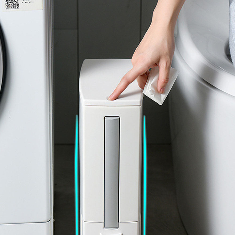 Slim Bathroom Trash Can Toilet Brush Set Waste Bin Toilet Brush Holder White