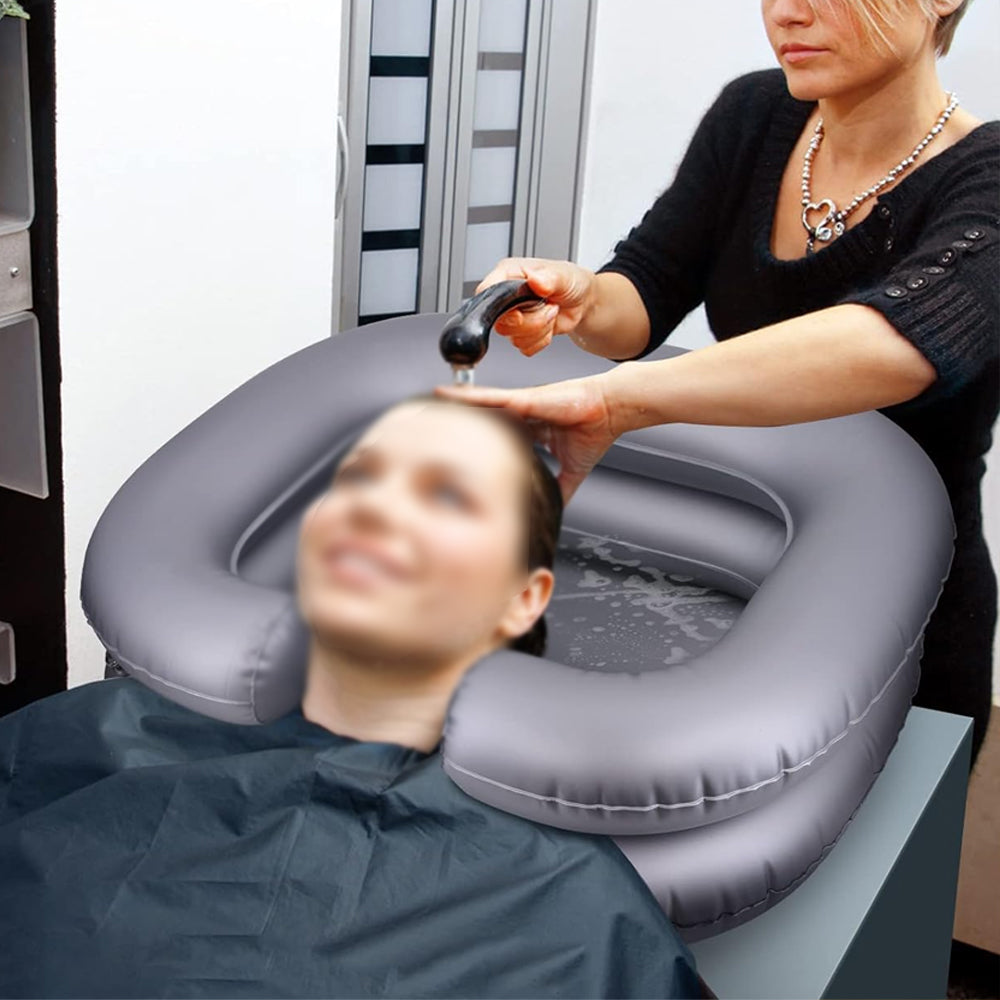 Portable Inflatable Shampoo Basin Bowl Sink for Haircut Dye Hair Wash Grey
