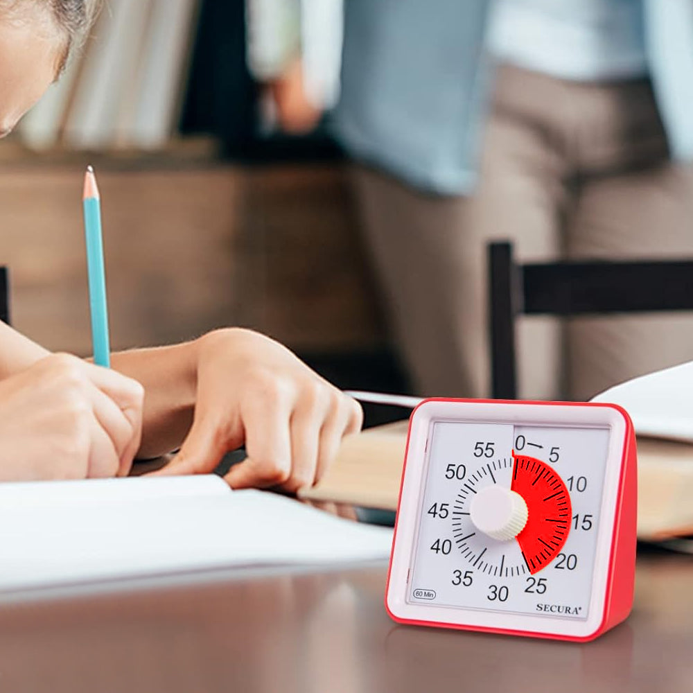 60-Minute Visual Timer Countdown Clock Time Management Tool Red