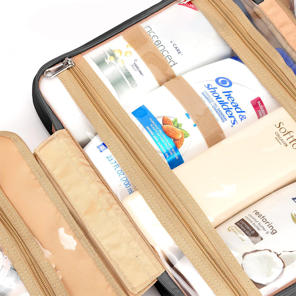 Travel Toiletry Bag Makeup Bag Cosmetic Organizer with Jewelry Organizer Black