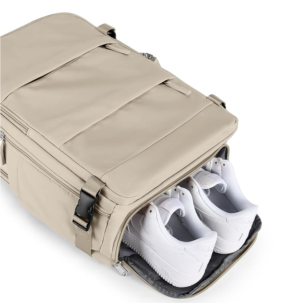 Travel Backpack Water-Resistant Carry On Backpack with Shoe Compartment White