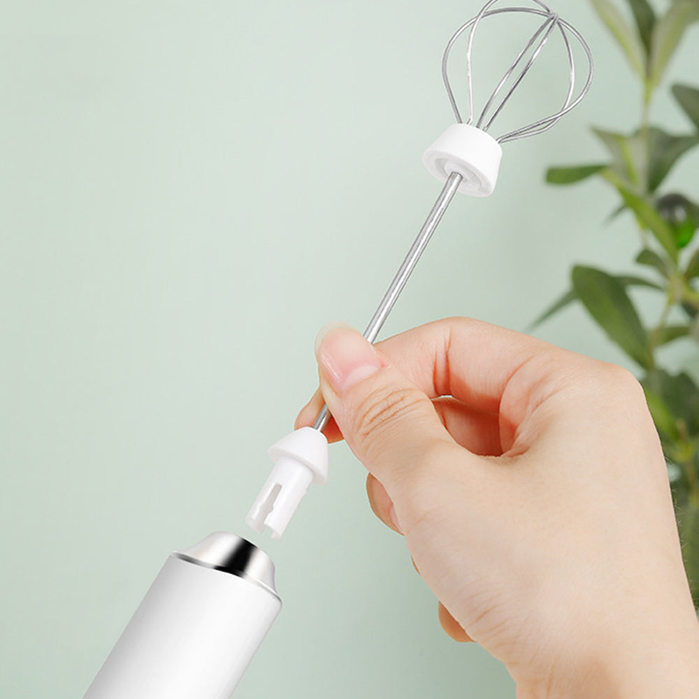 Handheld Electric Double Whisk Egg Beater Milk Frother with 3 Speeds White