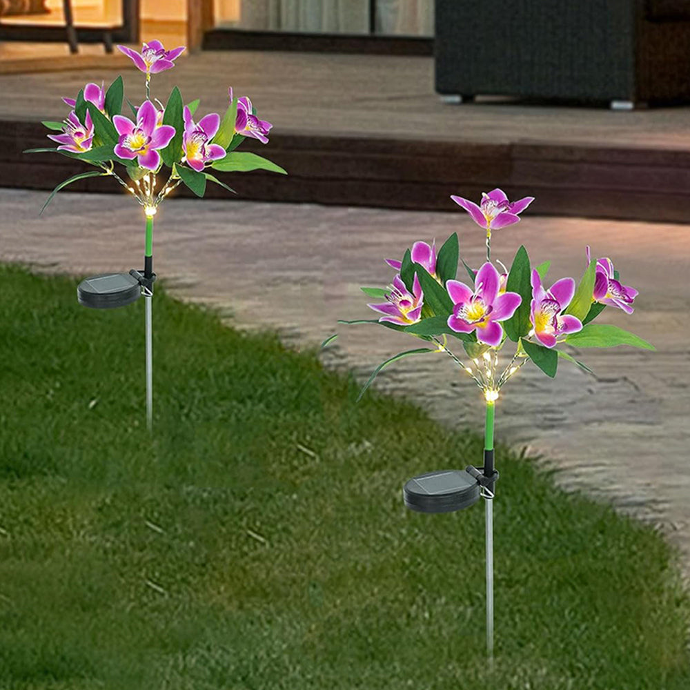7 Head Solar Orchid Lamp Garden Water-resistant Flower Light Lamp Purple