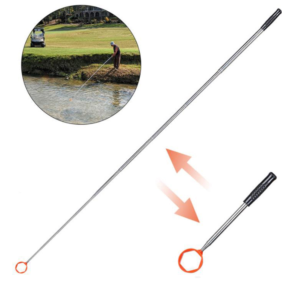Golf Ball Retriever 10 Section Telescopic Stainless Steel Hexagonal Orange
