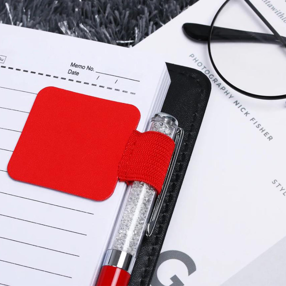 6Pcs Self-Adhesive Pen Clip Elastic Loop for Notebooks Red