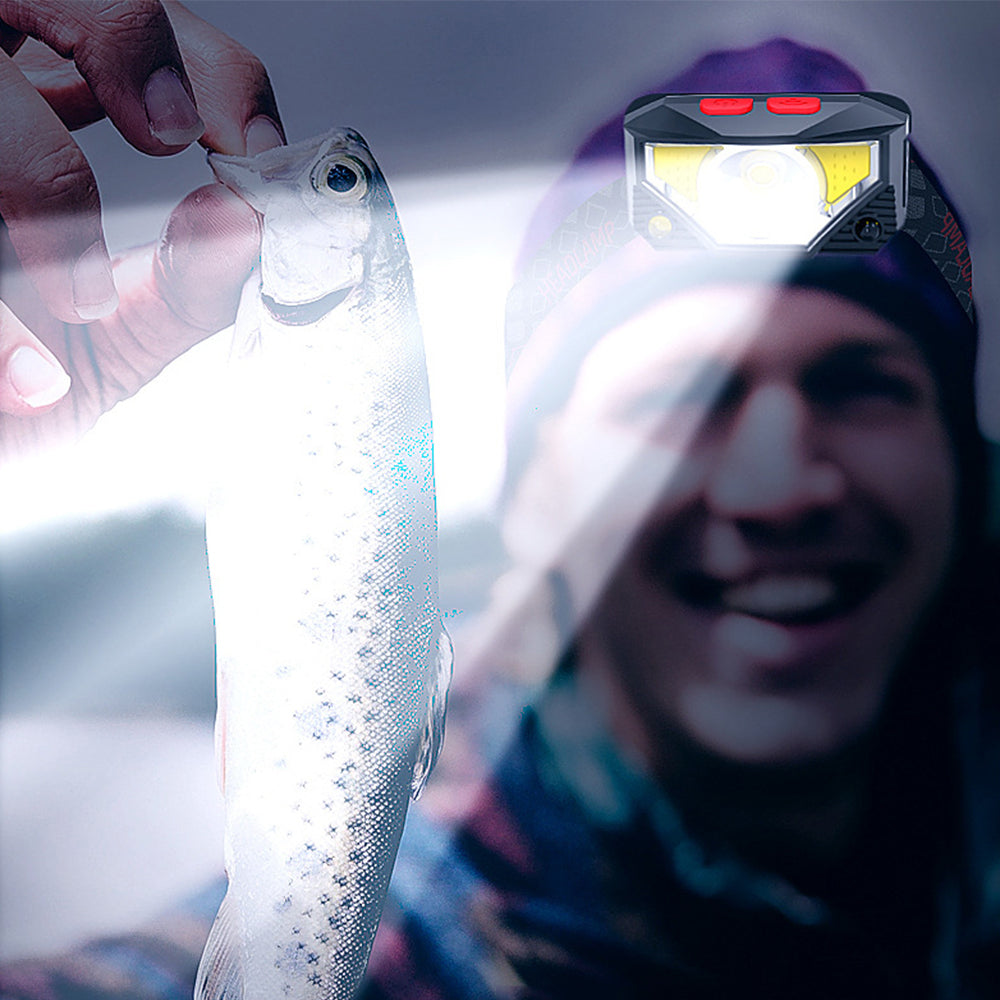 Rechargeable LED Headlamp Head Torch Headlight with Motion Sensor