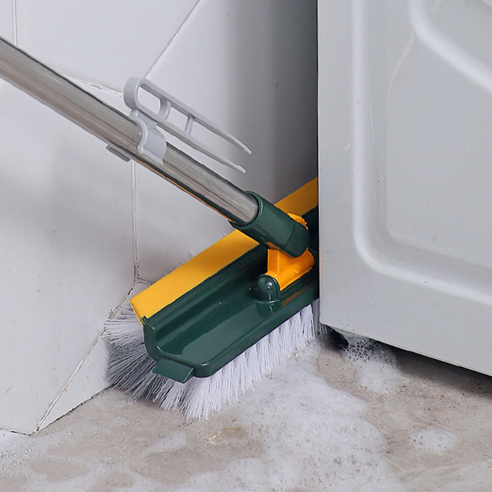 3-in-1 Scrape Cleaning Brush Floor Scrub Brush with Long Handle Green