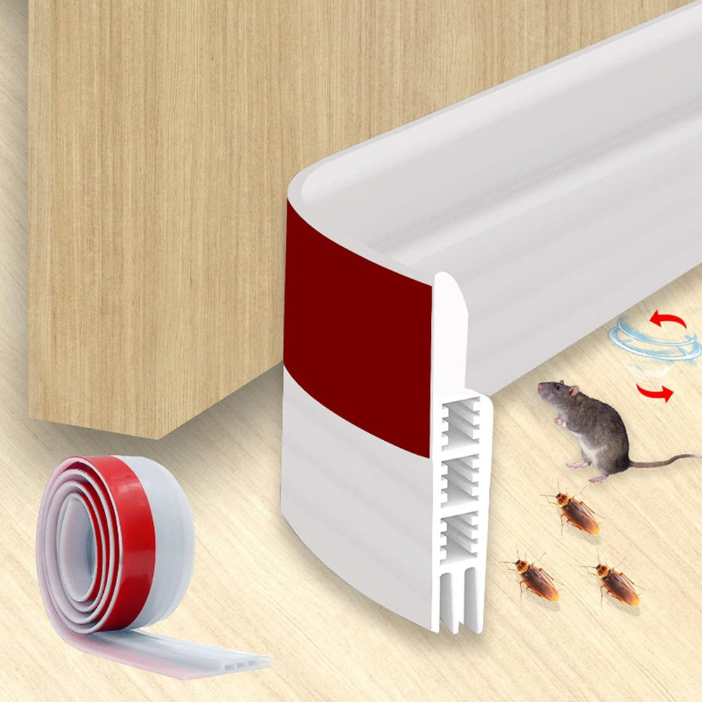 3-Tier Silicone Door Draft Stopper Seal Under Bottom Strip Self Adhesive White
