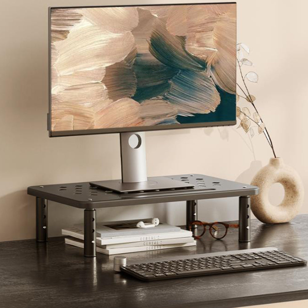 3 Height Adjustable Monitor Riser Laptop Printer Stand Desktop Shelf Black
