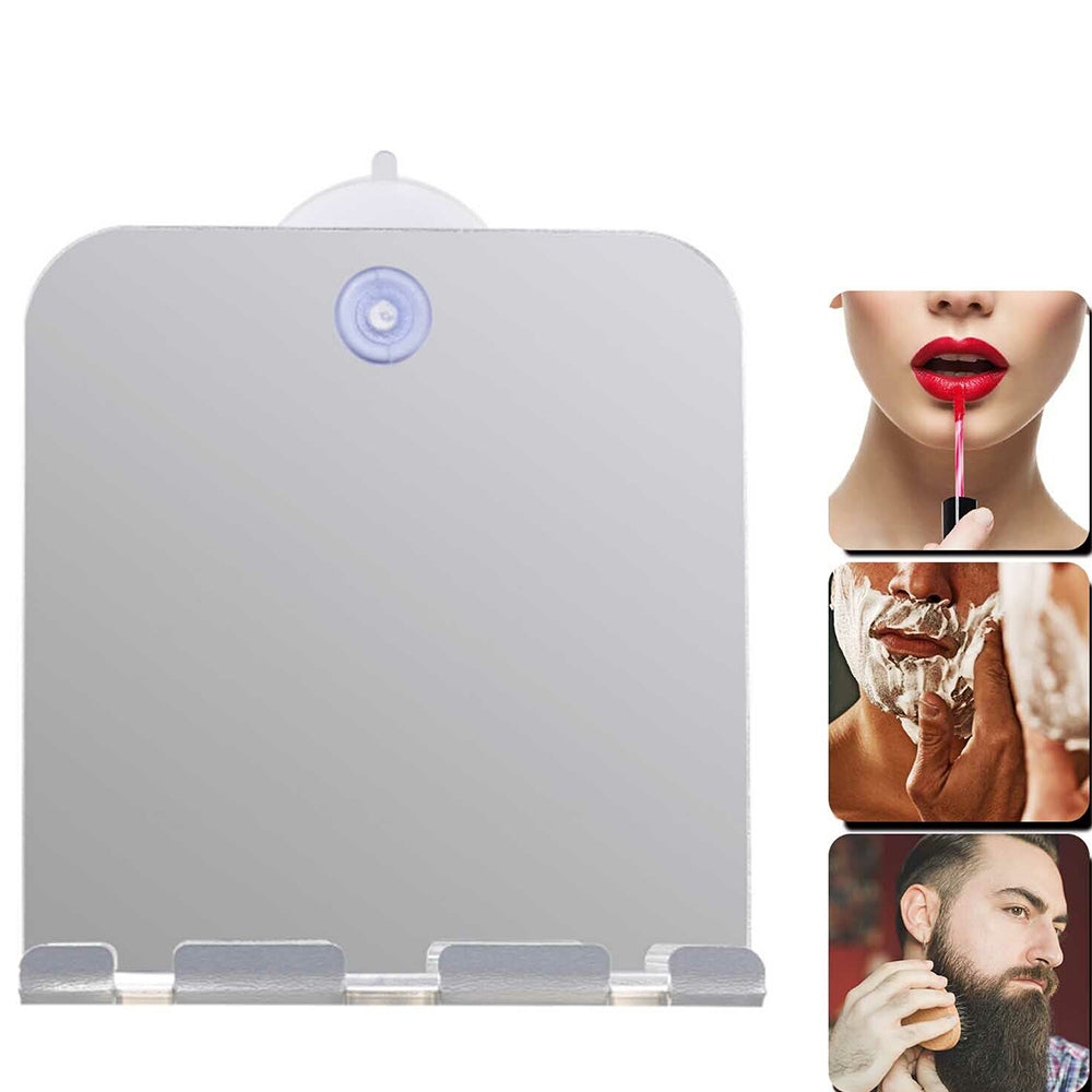 Rectangular Shower Mirror for Shaving Fogless with Suction Razor Holder