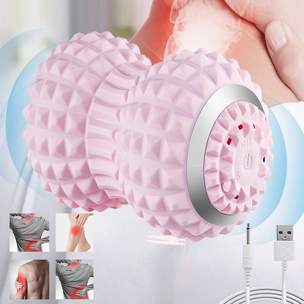 Vibrating Roller Massager Electric Massage Ball Muscle Pain Relief Pink