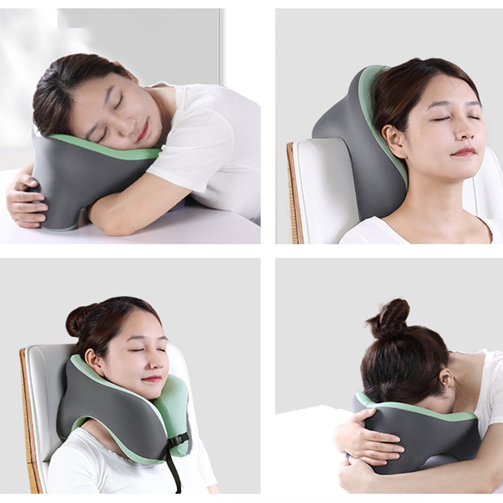 Travel Memory Foam Rebound U-Shaped Pillow Neck Support Headrest Light Green