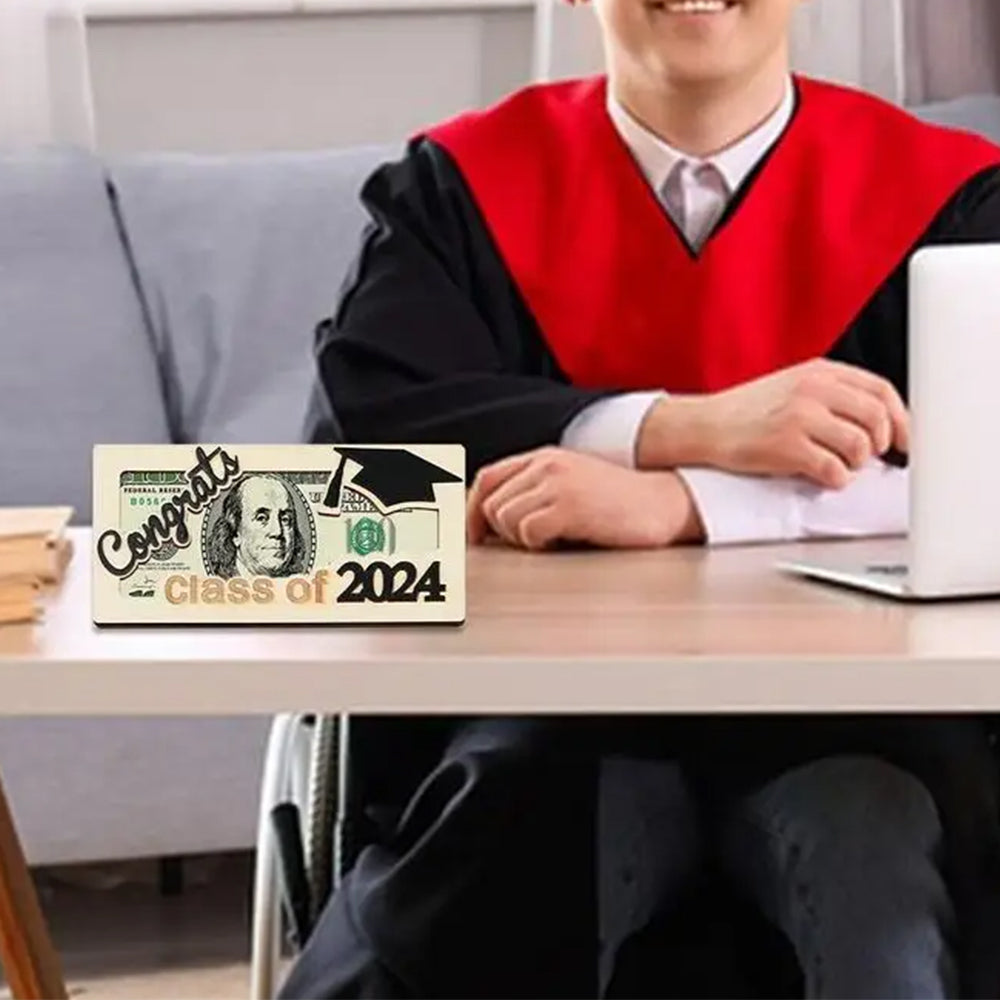 2024 Graduation Tiered Wooden Money Rack Cash Organizer Rack Bill Holder ST1