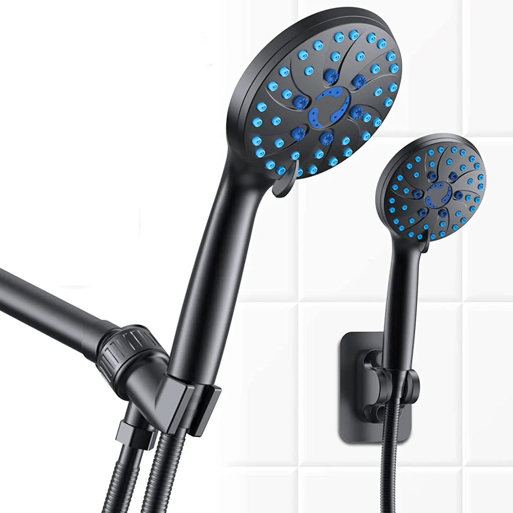 High Pressure 5 Mode Handheld Shower Head with Anti Clog Nozzle 1.5m Hose Black