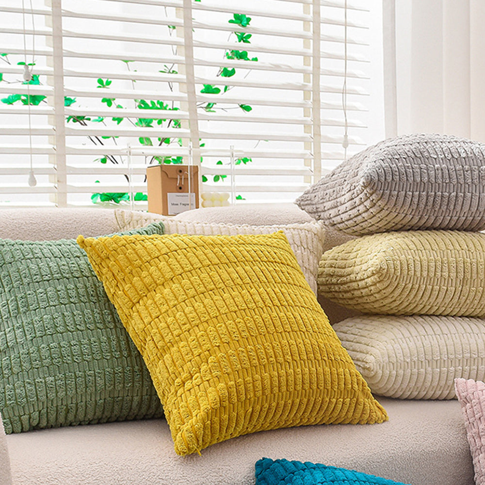 45x45cm Corduroy Solid Throw Pillow Cover Cushion Case Sofa Couch Decor Yellow