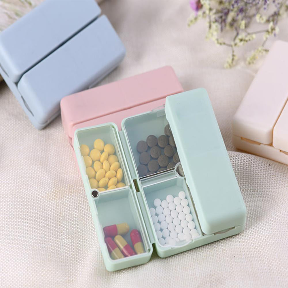 2Pcs Pill Box Medicine Organizer Storage Dispenser Case Tablet Container Green