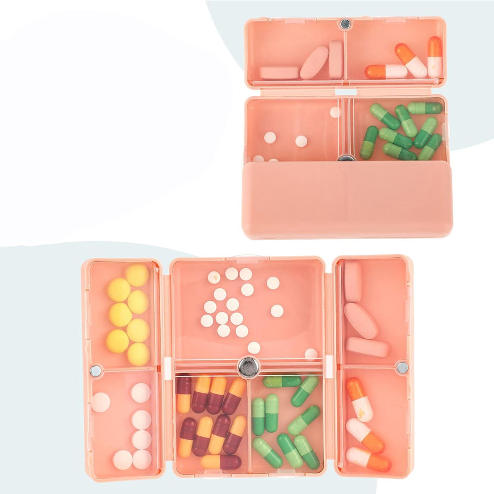2Pcs Pill Box Medicine Organizer Storage Dispenser Case Tablet Container Pink