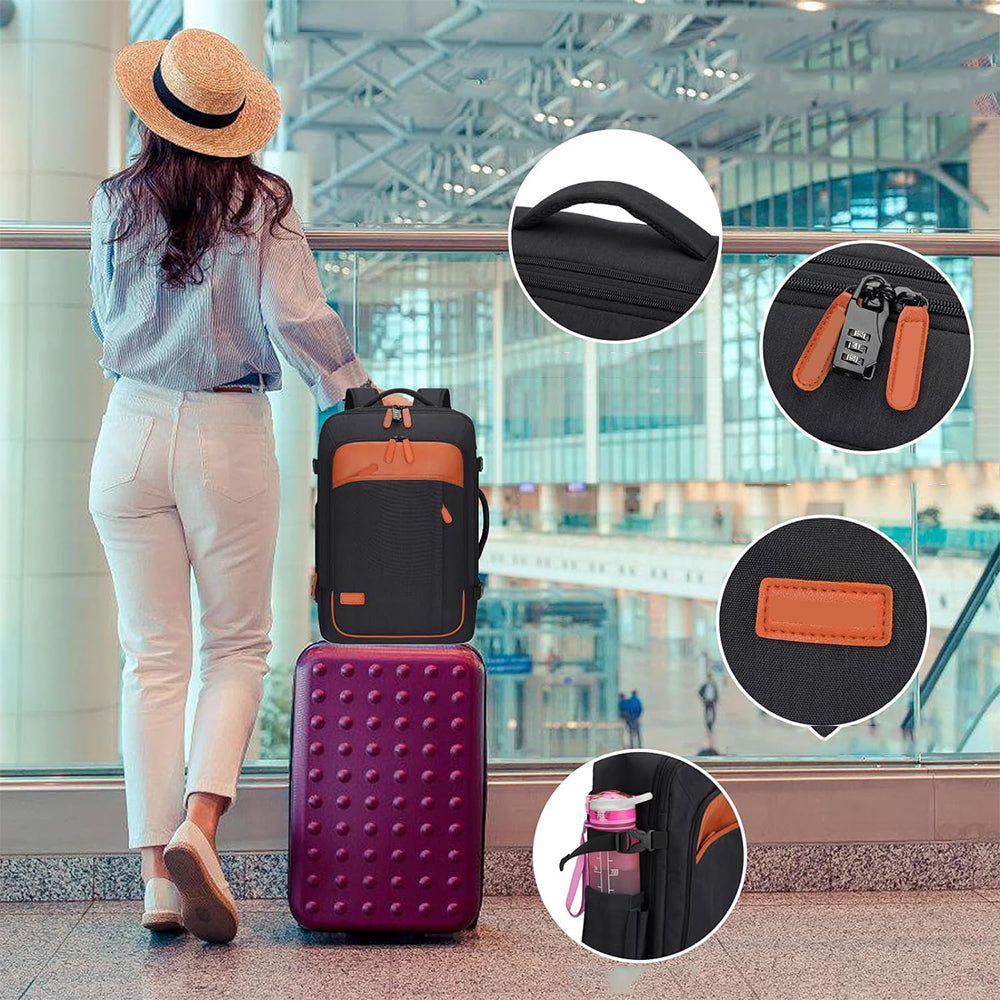 Business Travel Laptop Backpack Large Capacity Expandable Computer Bag Black