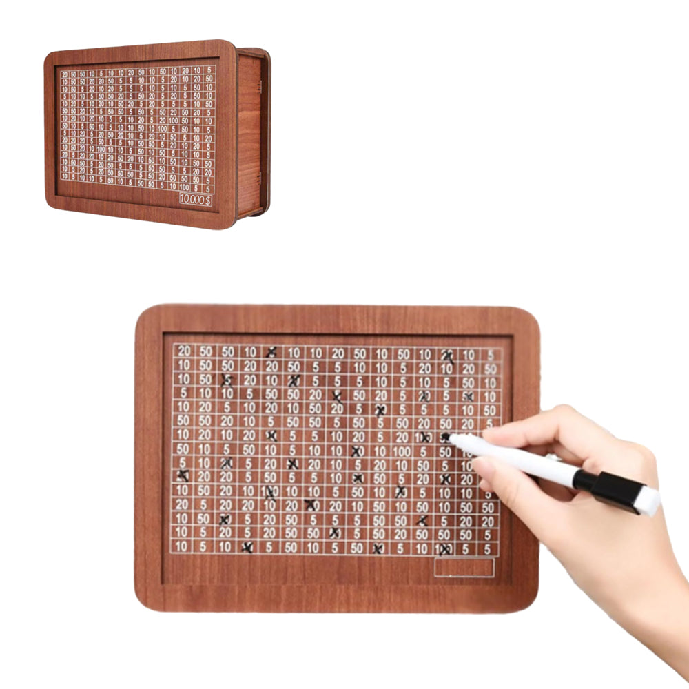 Cash Vault Wooden Saving Box for Cash with Counting Target 10,000 USD